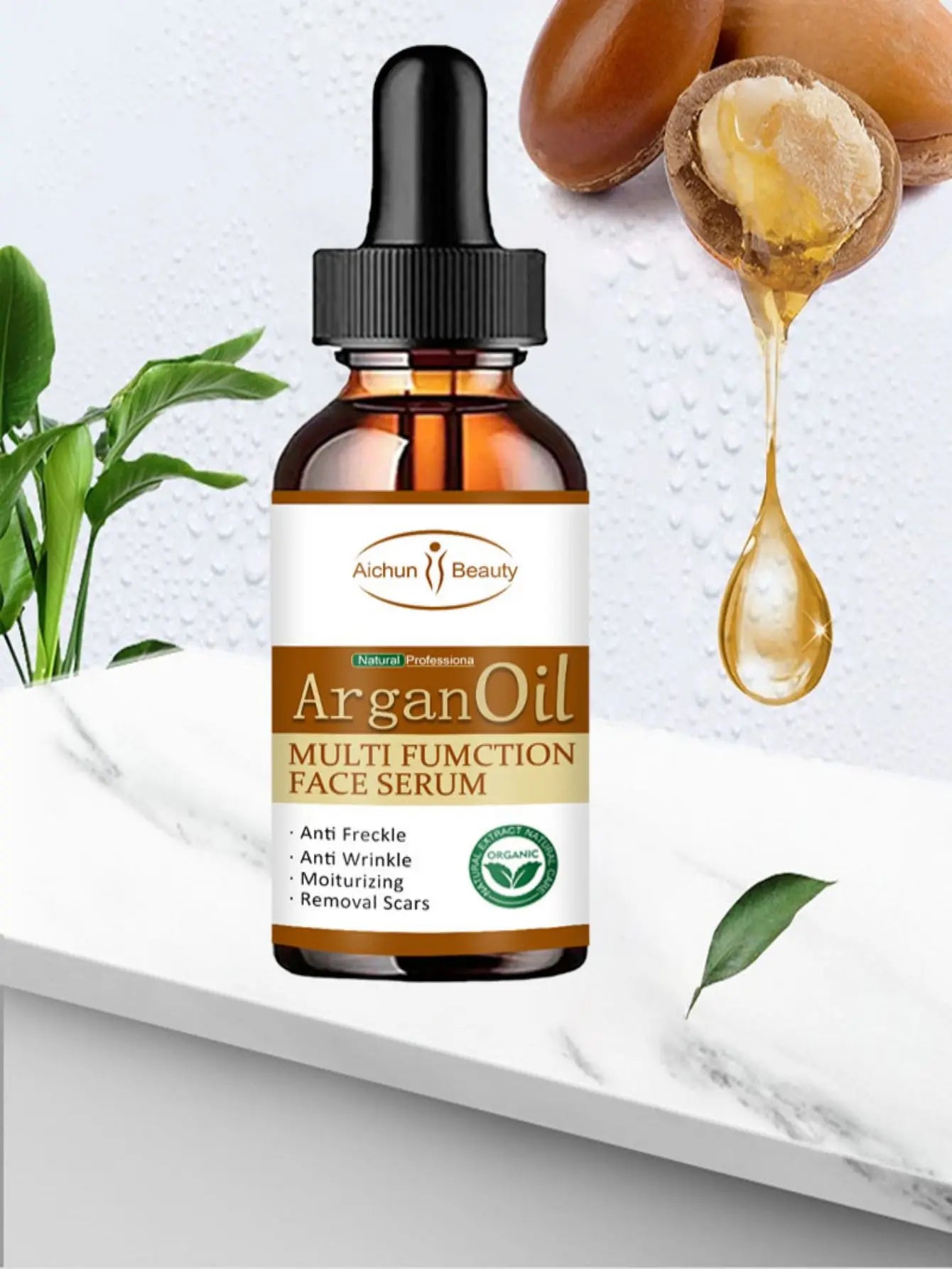 Huile d'arginine multifonctionnelle pour le visage, essence éclaircit et resserre la peau, hydrate la peau et réduit la travaillait té