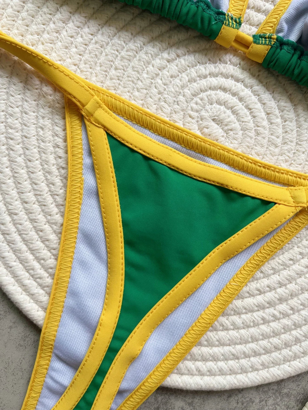 Bikini Brésilien Brodé | Ensemble Maillot de Bain Femme Patchwork Deux Pièces