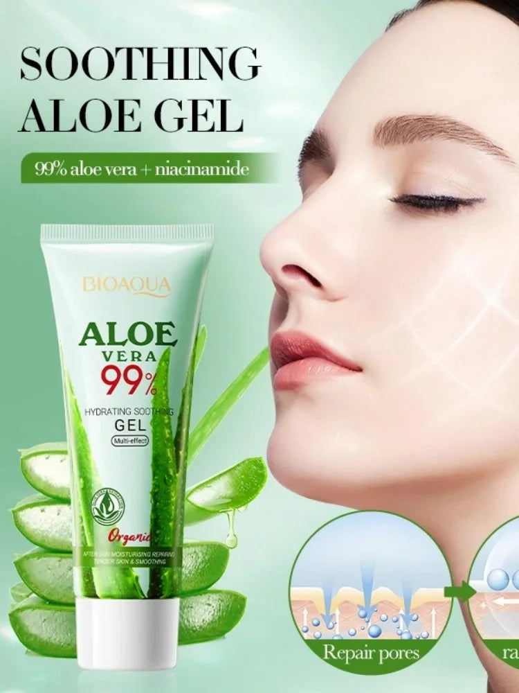 Gel Aloe Vera 99% Pur — Soin Hydratant Visage & Corps, Apaisant, Anti-Acné, Peaux Sensibles