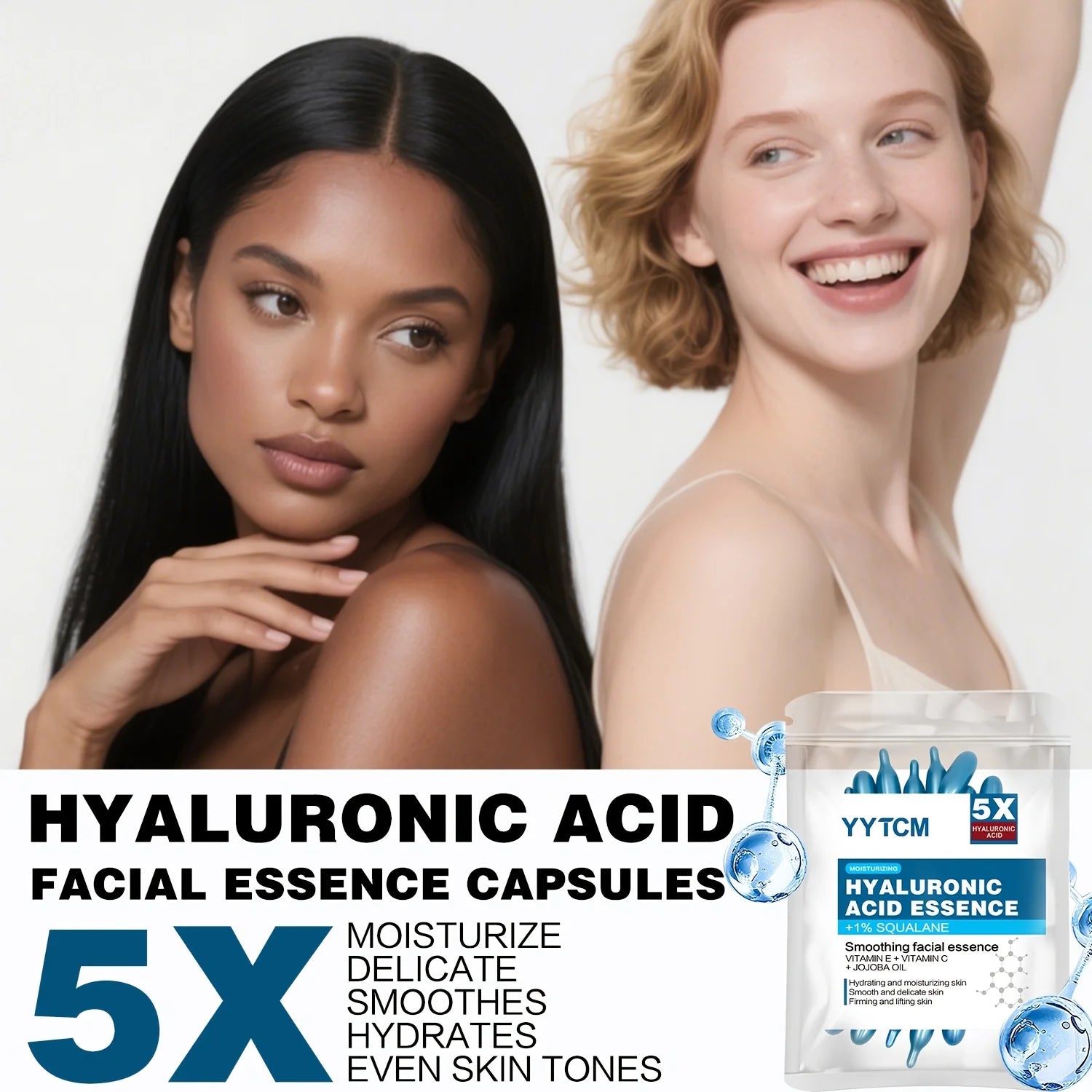 Essence de capsule hydratante profonde d'acide hyaluronique, essence cutanée hydratante et éclaircissante (0,4 g x 30 capsules)/sac -1 sac