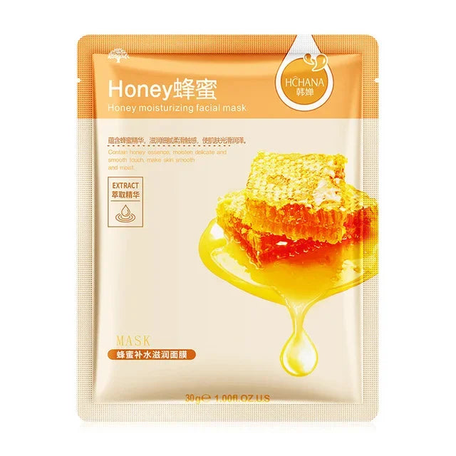 Masque facial végétal naturel, hydratant, contrôle de l'huile, anti-âge, fruits, rentabilité, feuille coréenne, beauté, soins de la peau, 30 pièces Honey 30p
