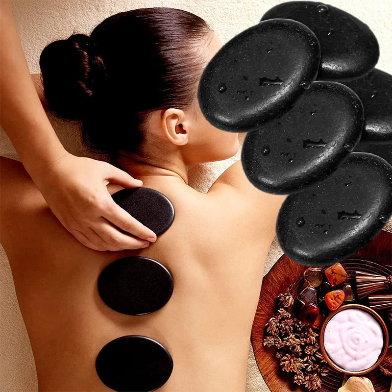 🖤 Pierres de Massage Chaudes – Set 12 Pièces | Spa Professionnel Noir
