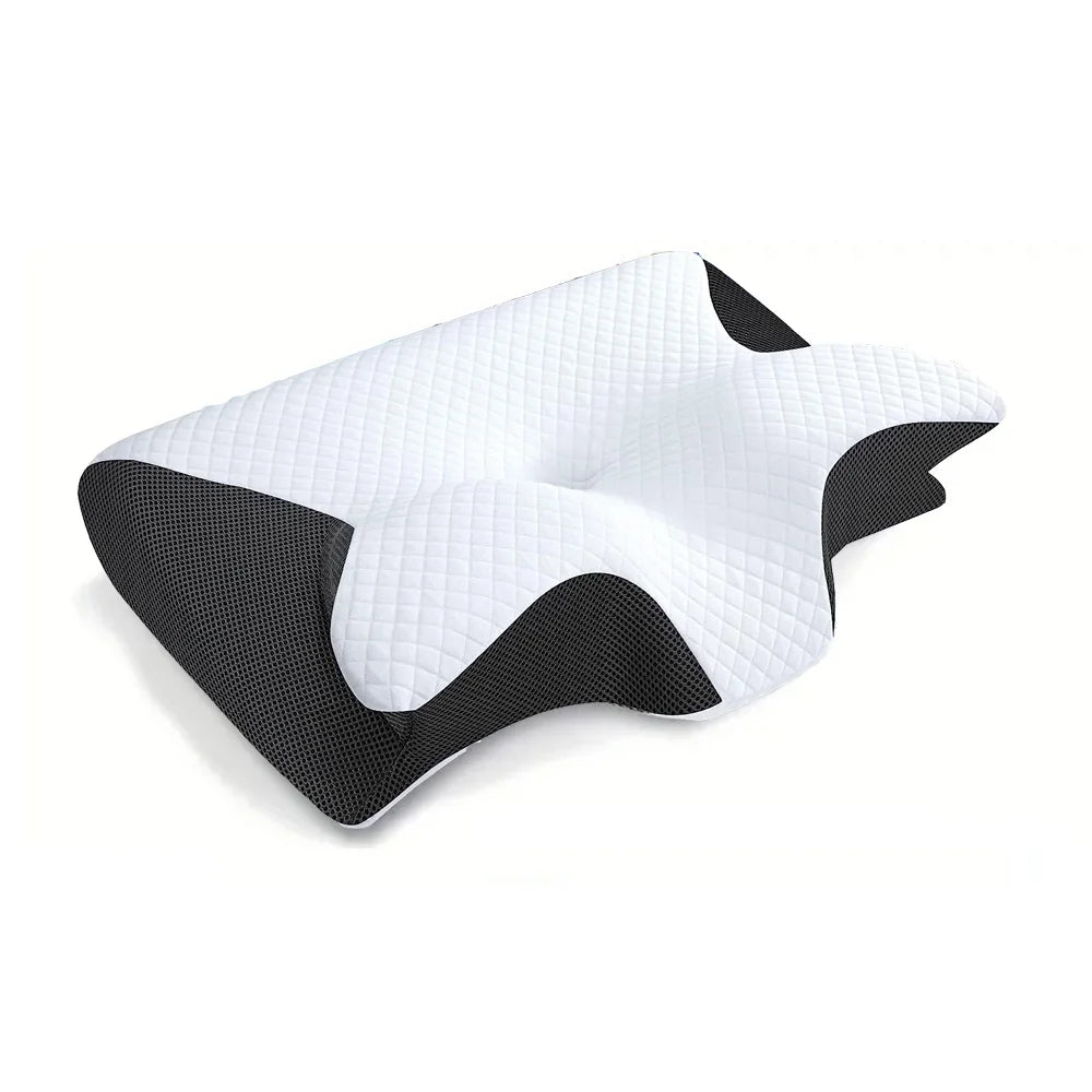 Oreiller Cervical en Mousse à Mémoire de Forme – Orthopédique Ergonomique 2 en 1, Anti-Ronflement & Anti-Apnée
