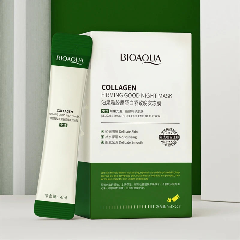 20 pièces BIOAQUA collagène masques pour le visage de sommeil hydratant Anti-rides blanchissant Anti-âge sans lavage masque de sommeil
