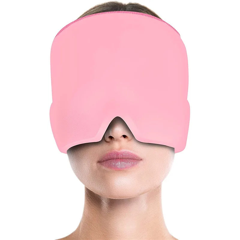 Chapeau Gel Glace Anti-Migraine - Compresse Froide Thérapie Masque Yeux Pink