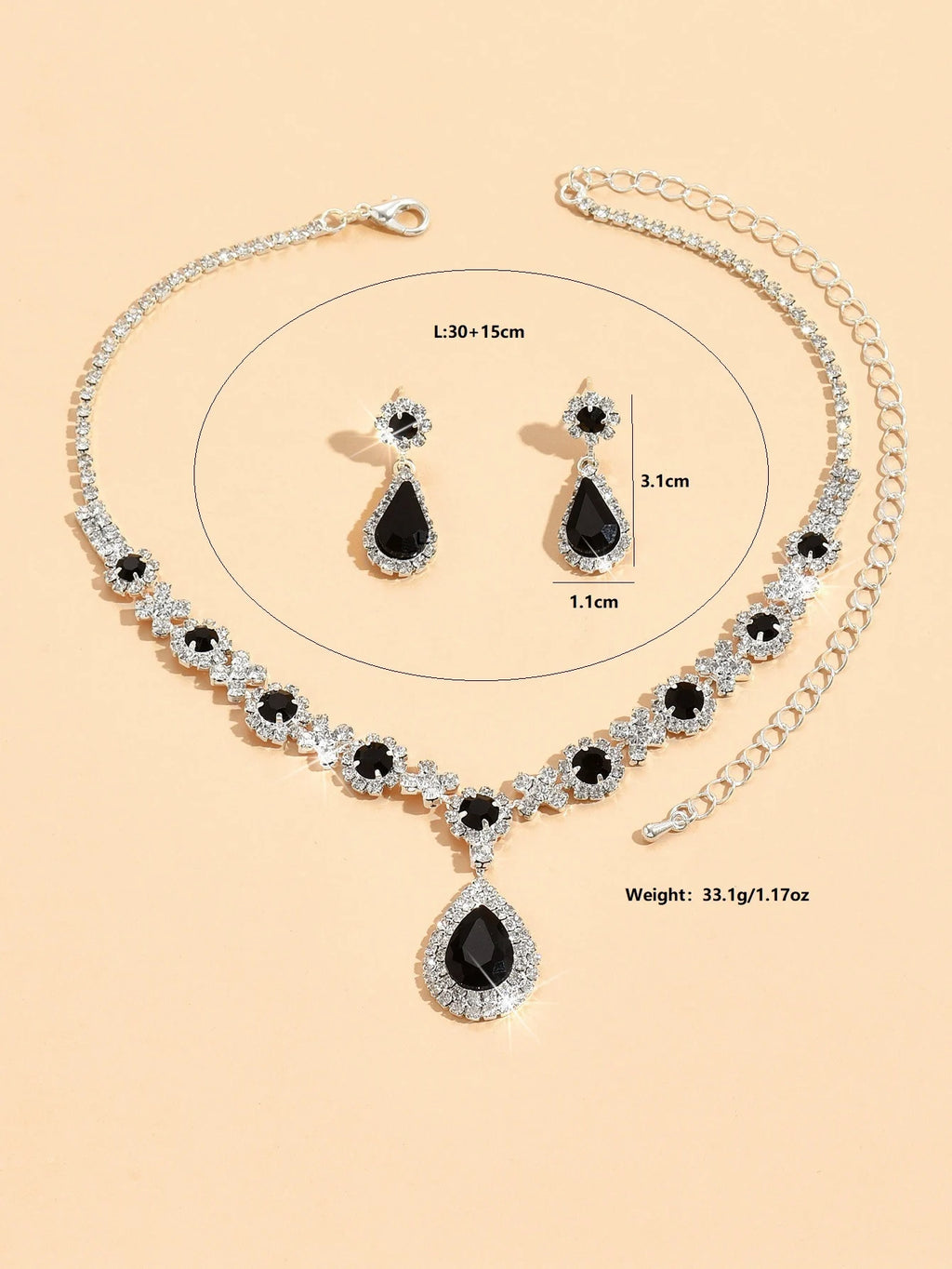 Parure Cristal Femme – Collier & Boucles d'Oreilles Goutte | Soirée & Mariage