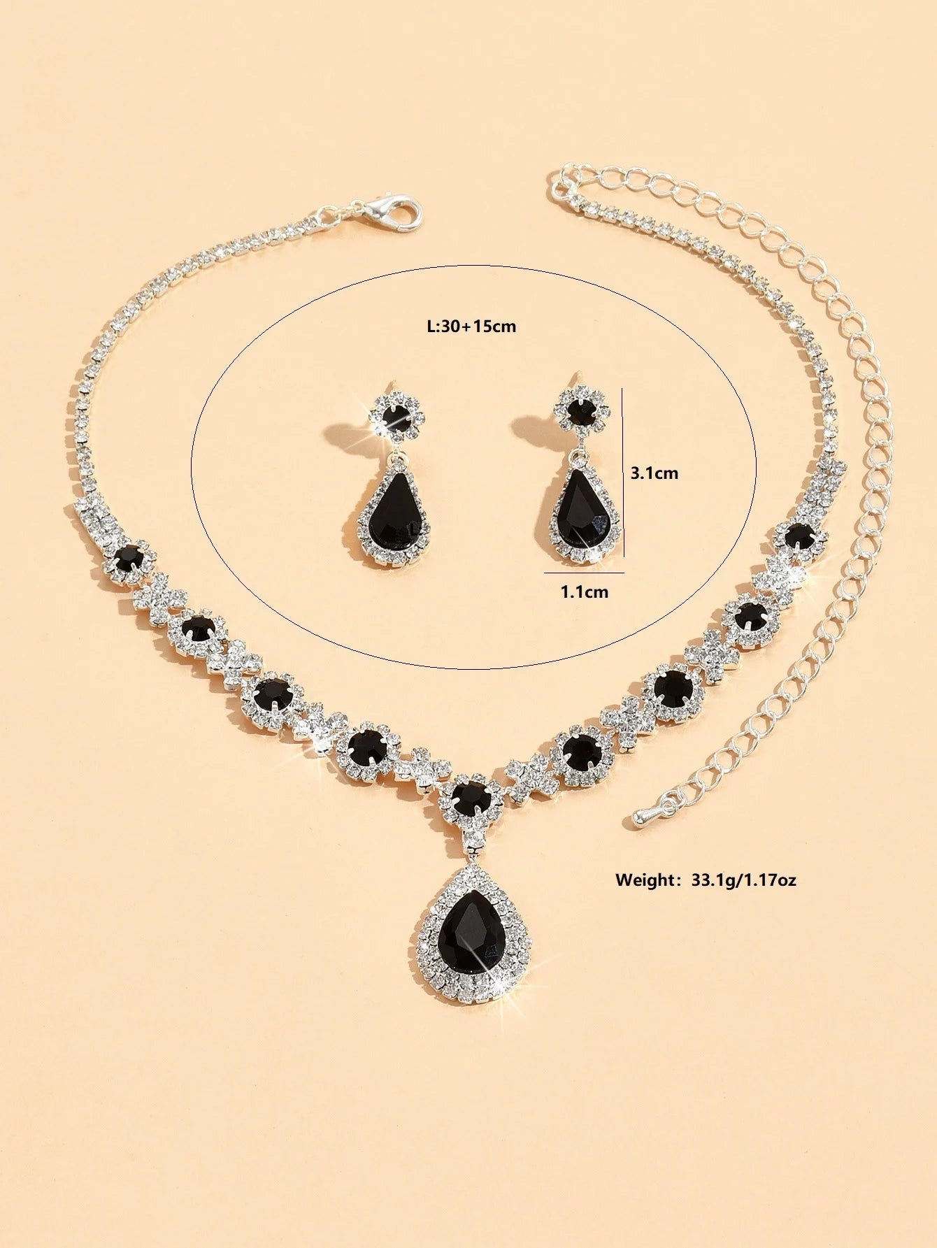 Parure Cristal Femme – Collier & Boucles d'Oreilles Goutte | Soirée & Mariage