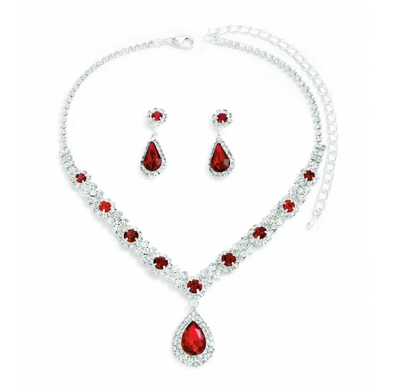 Parure Cristal Femme – Collier & Boucles d'Oreilles Goutte | Soirée & Mariage
