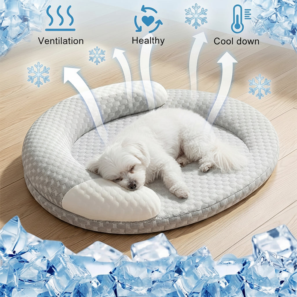 Coussin Rafraîchissant pour Chien & Chat – Tapis Été en Soie Glacée, Toutes Tailles
