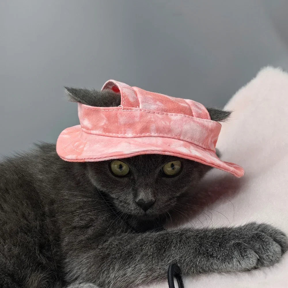 Chapeau d'Été pour Chien & Chat | Casquette Réglable Anti-UV avec Trous d'Oreille