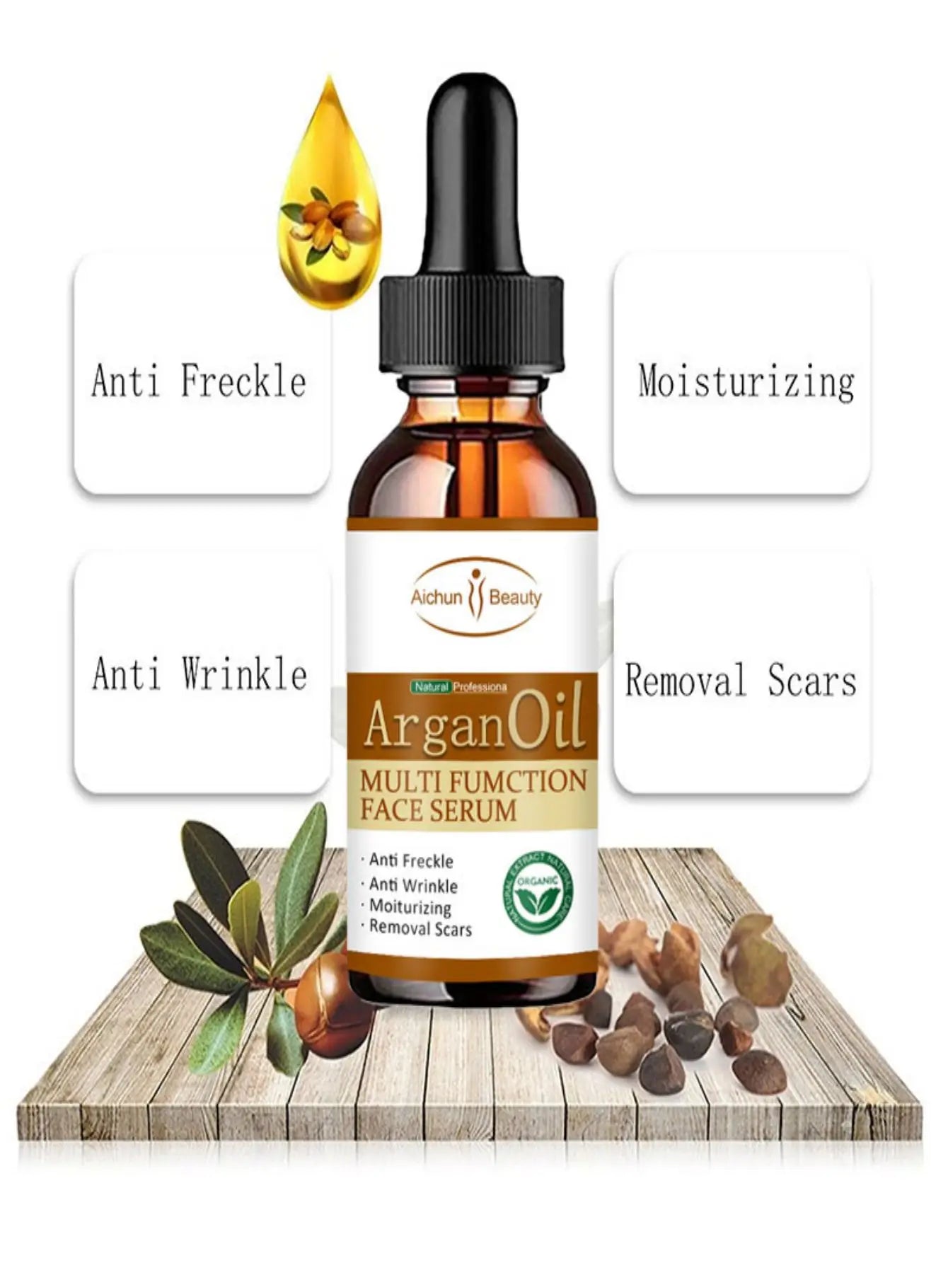 Huile d'arginine multifonctionnelle pour le visage, essence éclaircit et resserre la peau, hydrate la peau et réduit la travaillait té