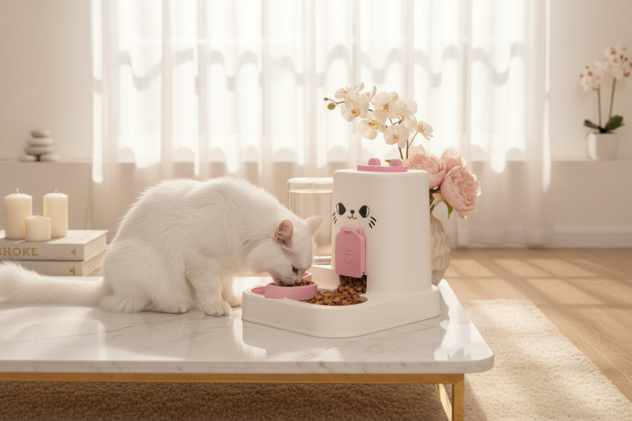 🐱🐶 Mangeoire Automatique pour Chat & Chien – Fontaine à Eau & Distributeur de Nourriture