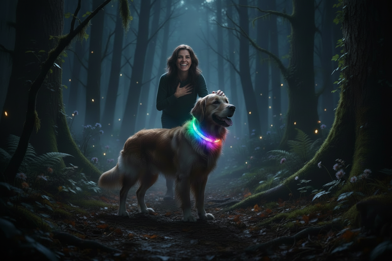 Chien collier LED nature nuit