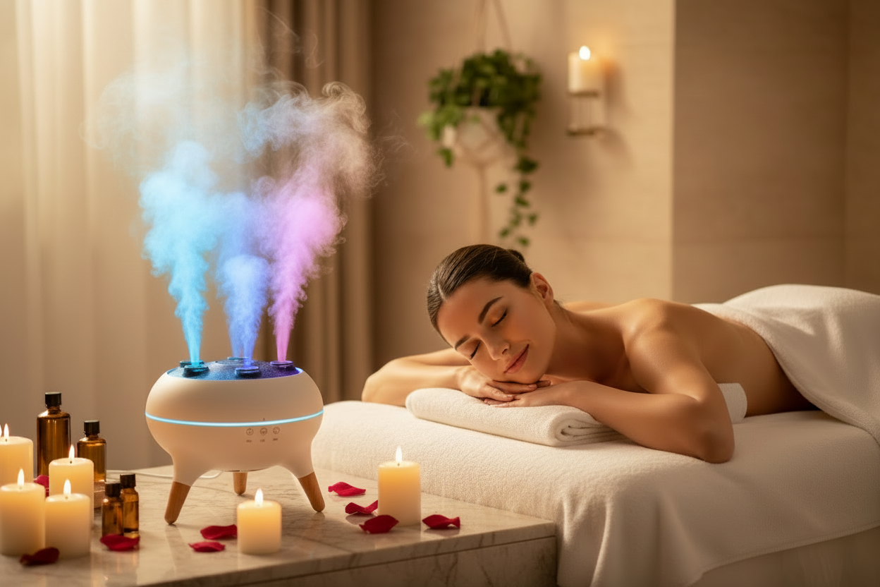 Femme spa humidificateur champignon luxe