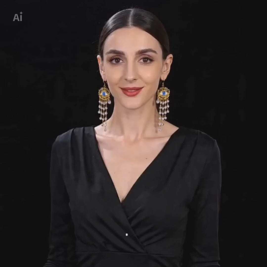 Boucles d'Oreilles Œil Baroque Dorées | Bijoux Ethniques Vintage Femme