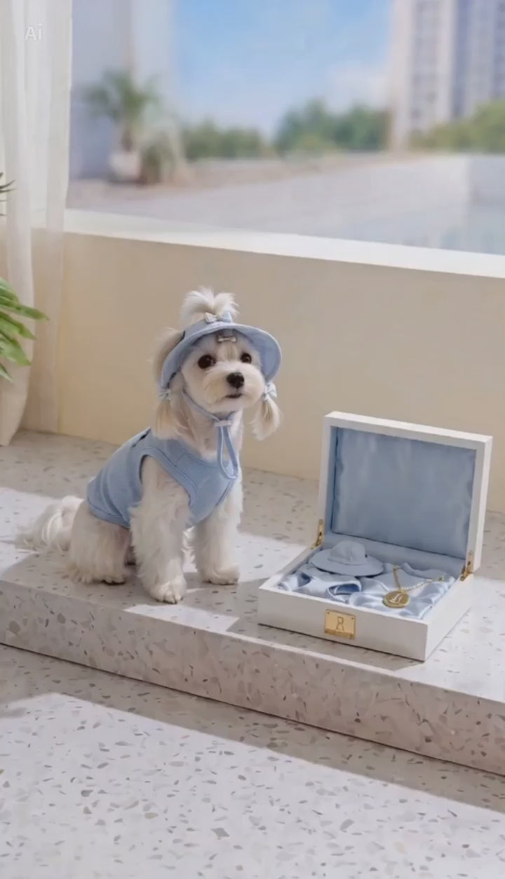 Ensemble Gilet Rafraîchissant pour Chien & Chat — Chapeau + Veste Respirante, Protection Solaire Été