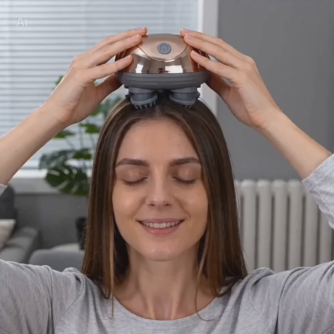 Masseur de Tête Électrique Vibration - Relaxation Cuir Chevelu Circulation Sanguine