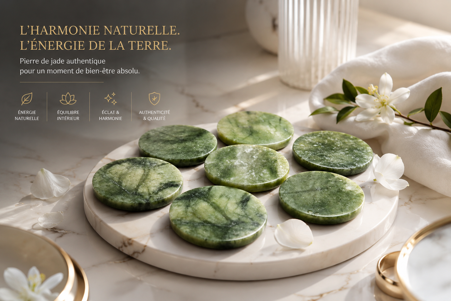 Patchs Yeux Jade Naturel 2 Pièces - Massage Anti-Rides et Anti-Gonflements