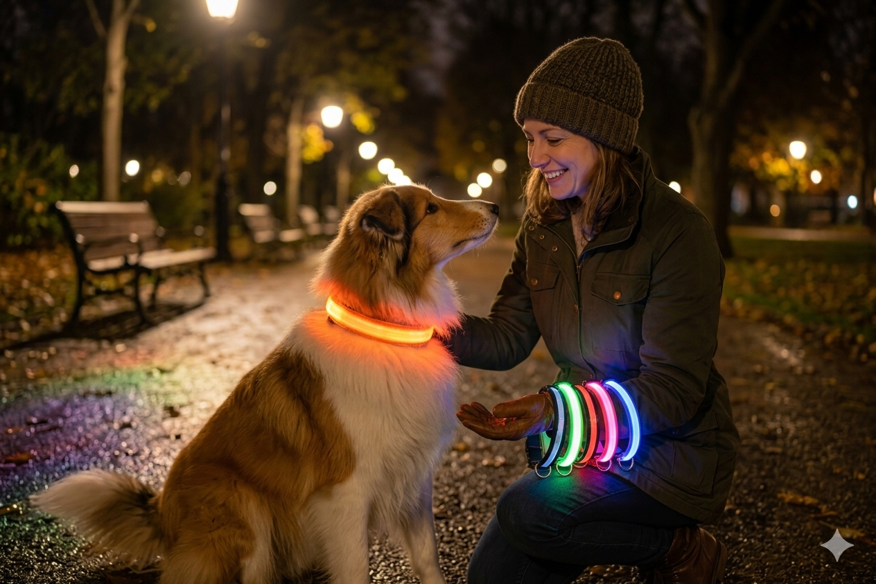 Laisse LED Clignotante Luxe pour Chien – Sécurité Nocturne & Lueur dans le Noir
