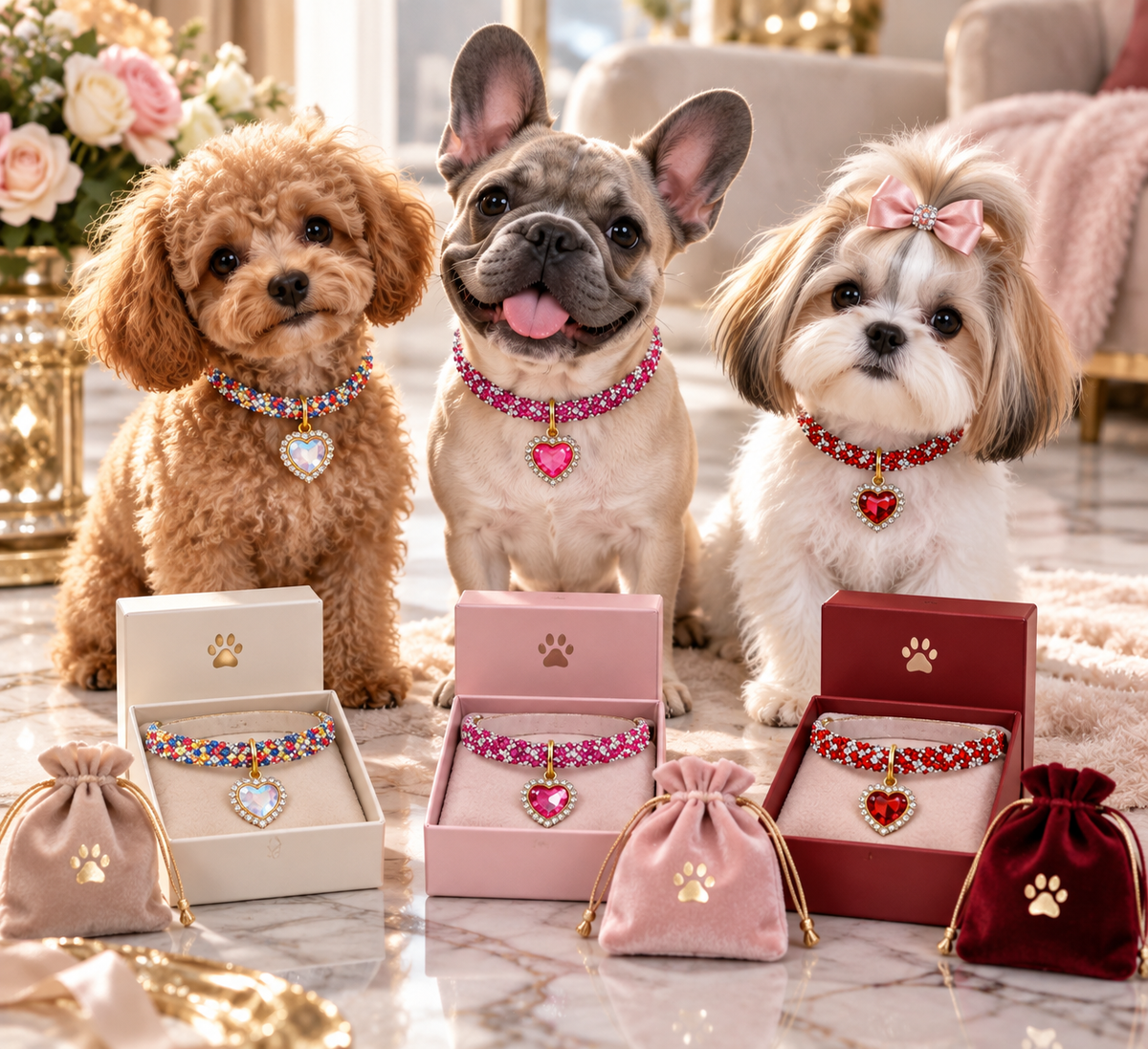 Collier Diamant Cœur – Bijou Luxe Chien & Chat