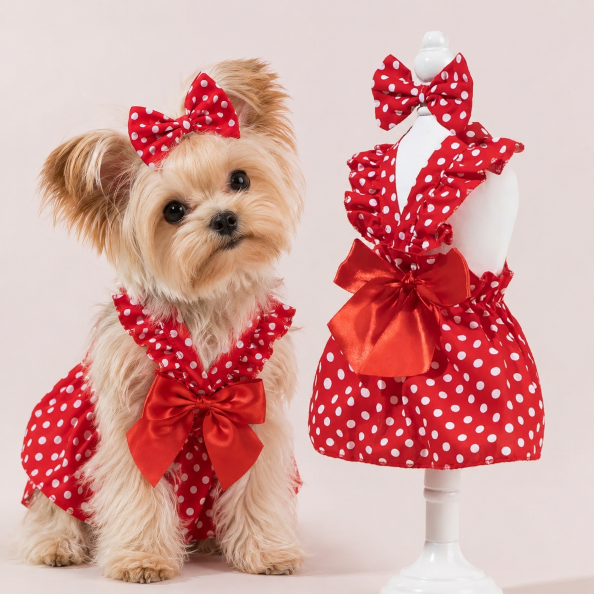 Robe à Pois Rouge pour Chien & Chat – XS à XL