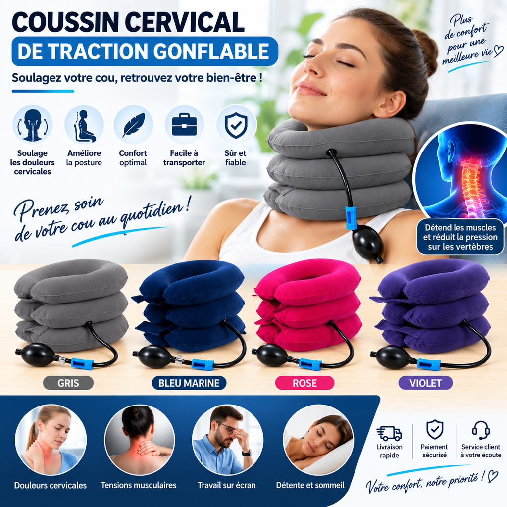 Collier Cervical Gonflable Réglable