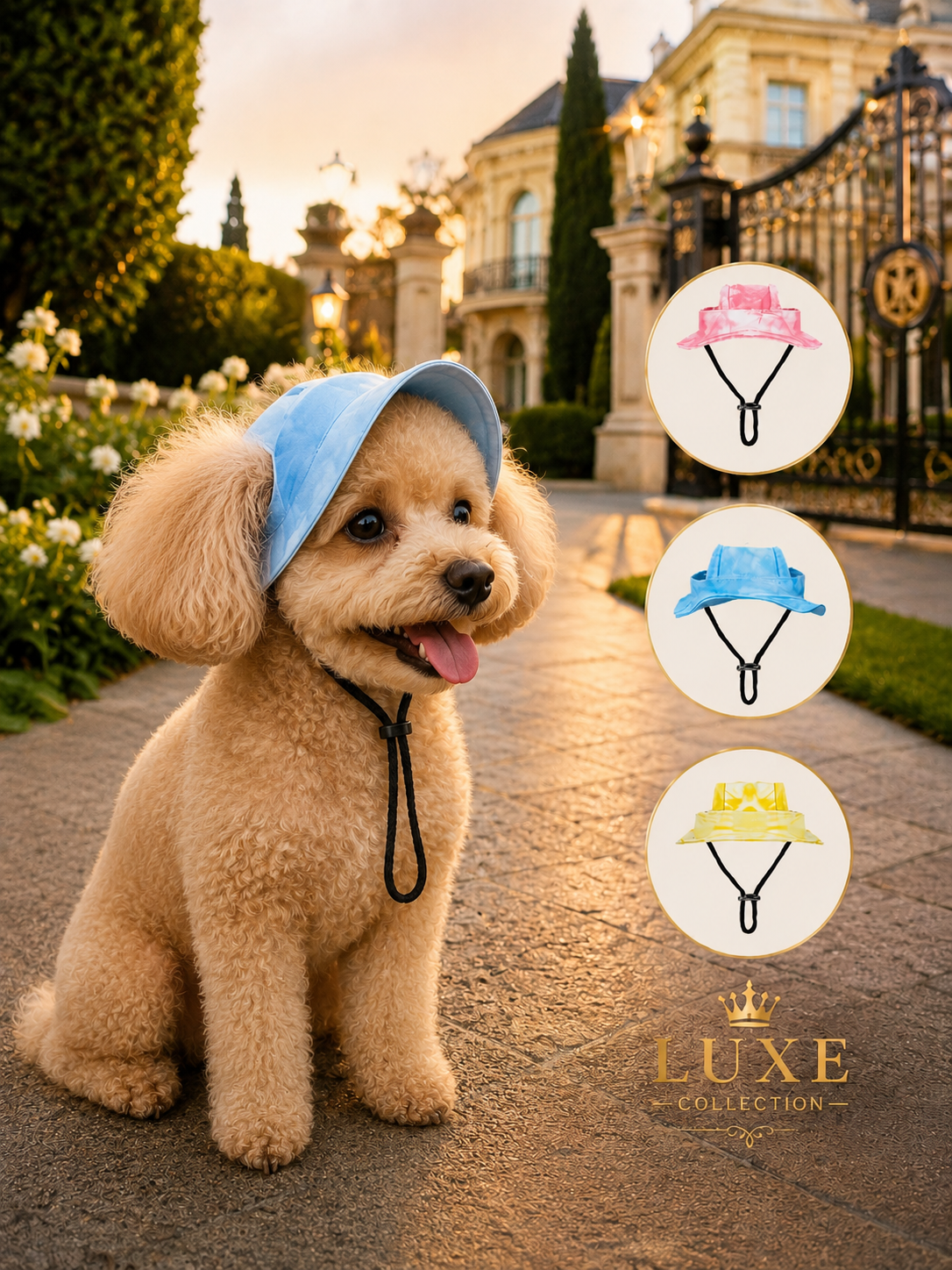 Chapeau d'Été pour Chien & Chat | Casquette Réglable Anti-UV avec Trous d'Oreille