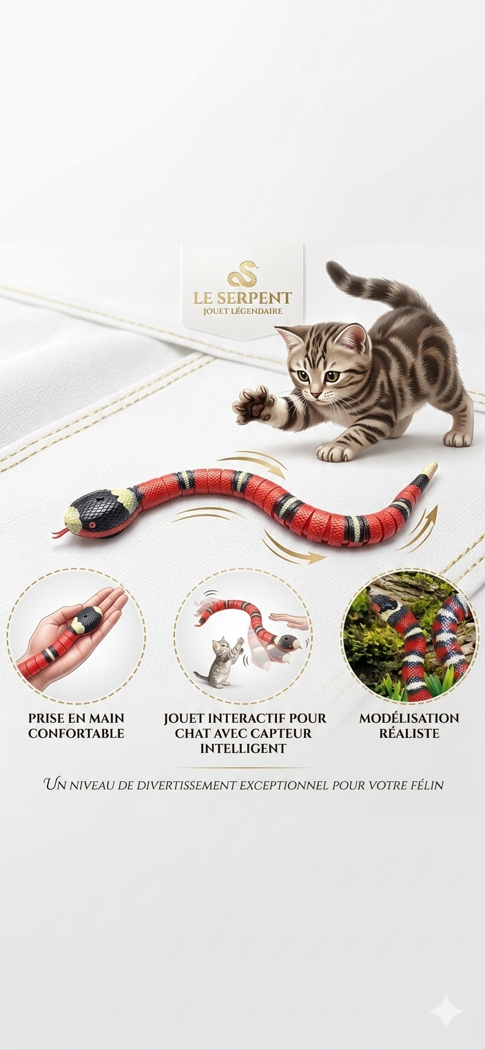 Jouet Serpent Interactif pour Chat – Détection Intelligente & Recharge USB