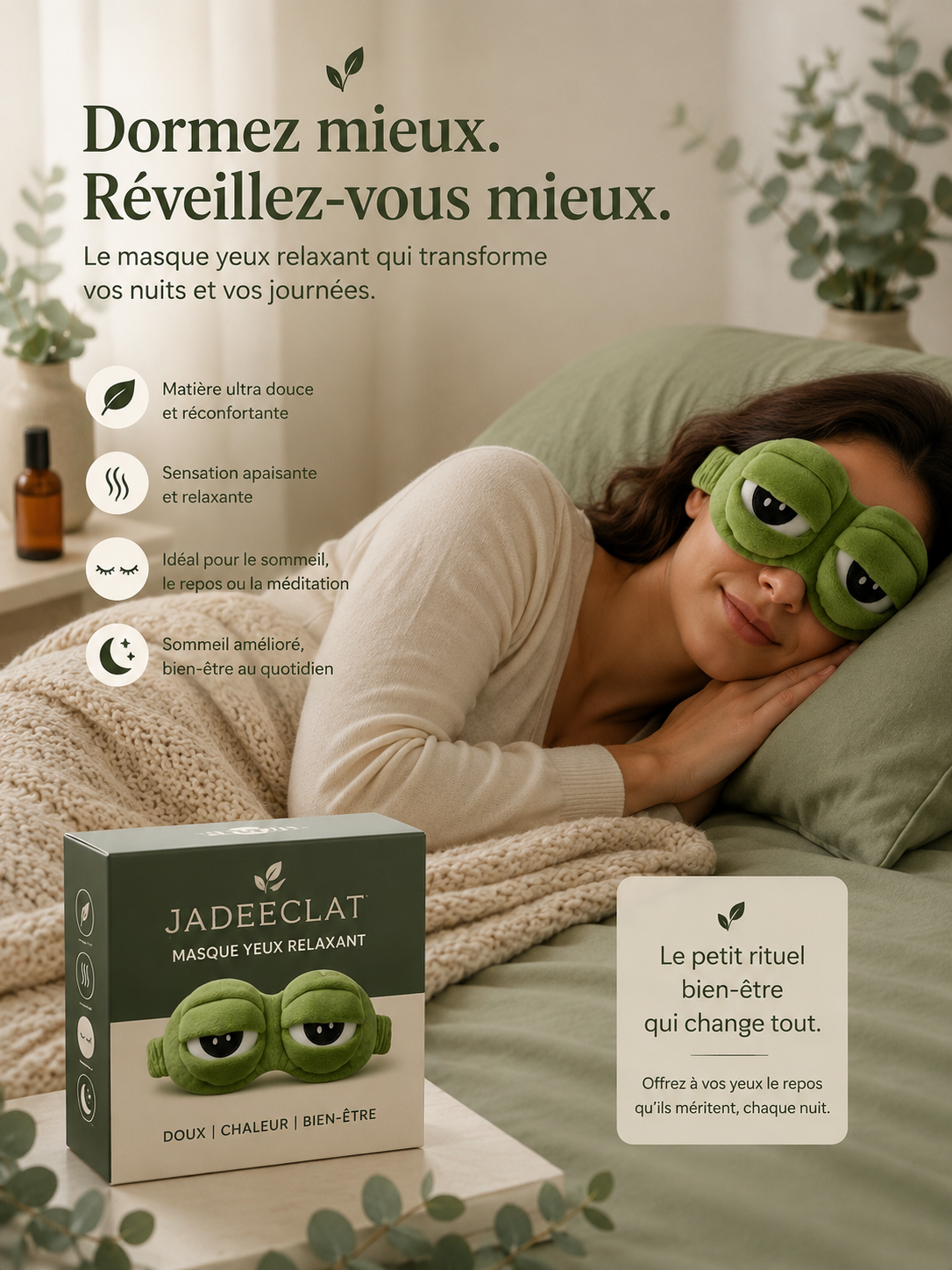 Masque de Sommeil 3D Luxe — Confort & Obscurité Totale