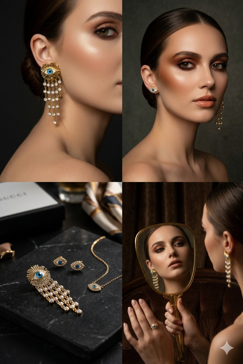 Boucles d'Oreilles Œil Baroque Dorées | Bijoux Ethniques Vintage Femme