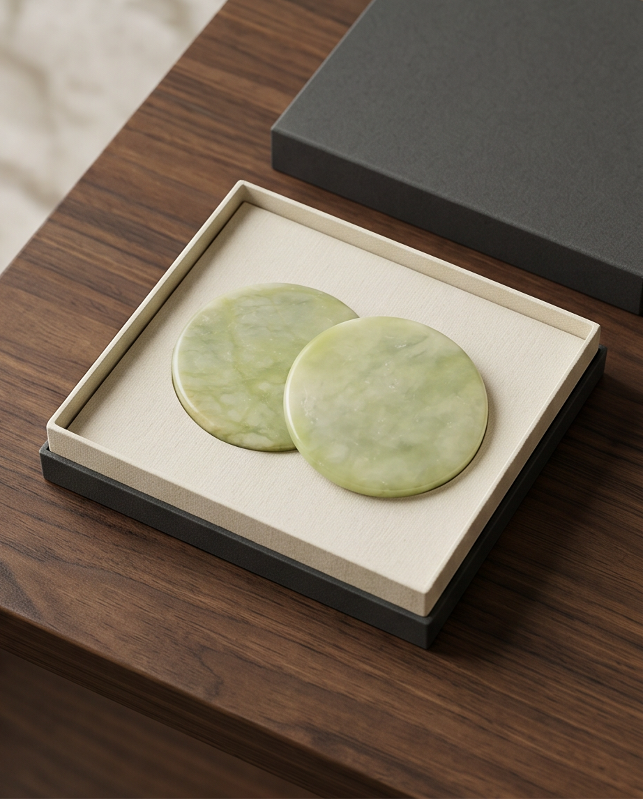 Patchs Yeux Jade Naturel 2 Pièces - Massage Anti-Rides et Anti-Gonflements