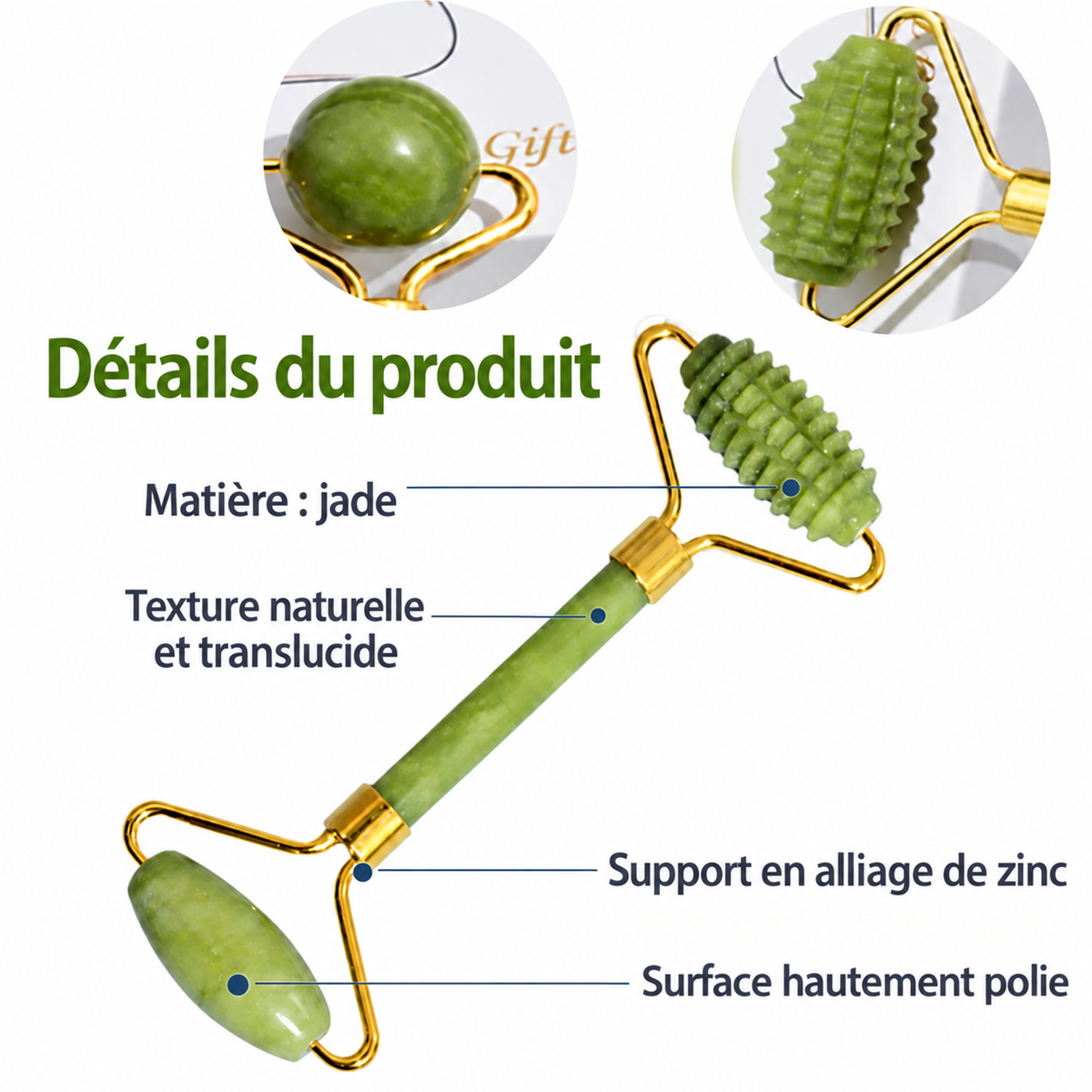 Rouleau de Jade Naturel & Gua Sha – Ritual Beauté Visage | Ensemble au Choix
