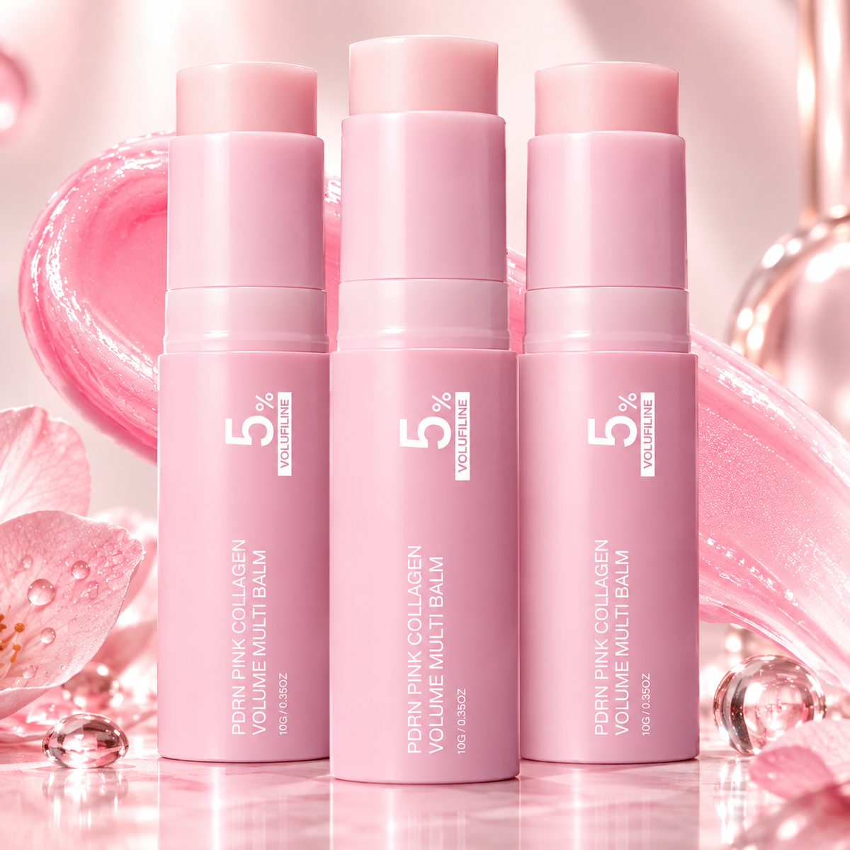 Stick Multi-Baume Collagène Rose PDRN - Soin Anti-Âge Yeux, Cou & Visage | K-Beauty