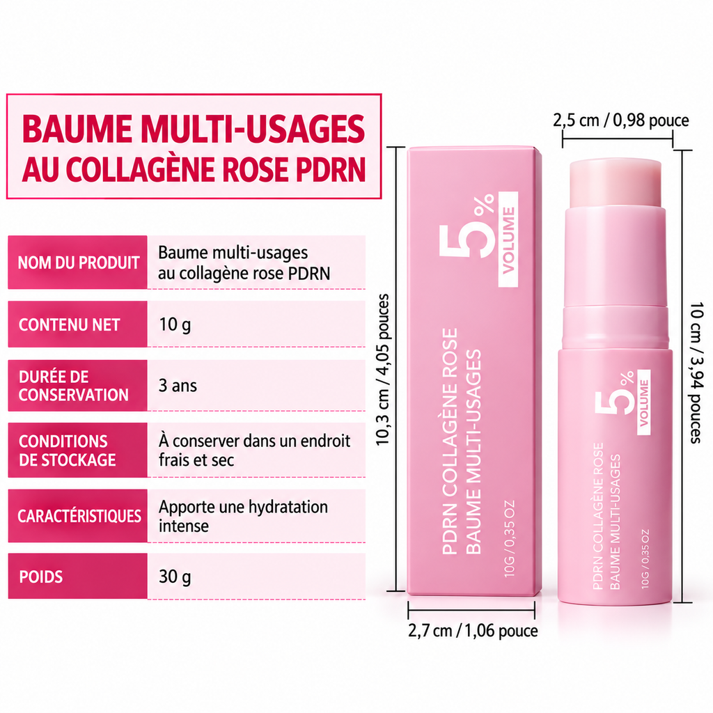Stick Multi-Baume Collagène Rose PDRN - Soin Anti-Âge Yeux, Cou & Visage | K-Beauty