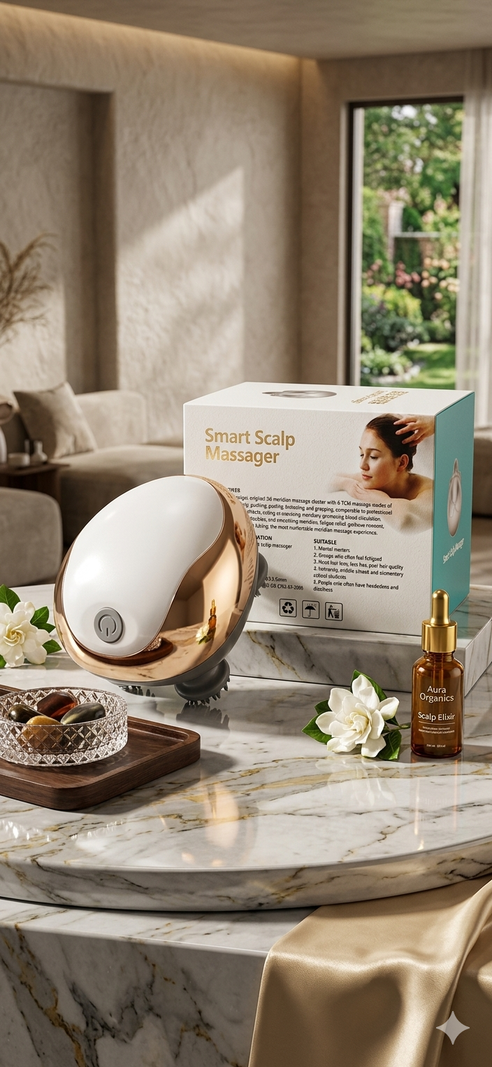 Masseur de Tête Électrique Vibration - Relaxation Cuir Chevelu Circulation Sanguine