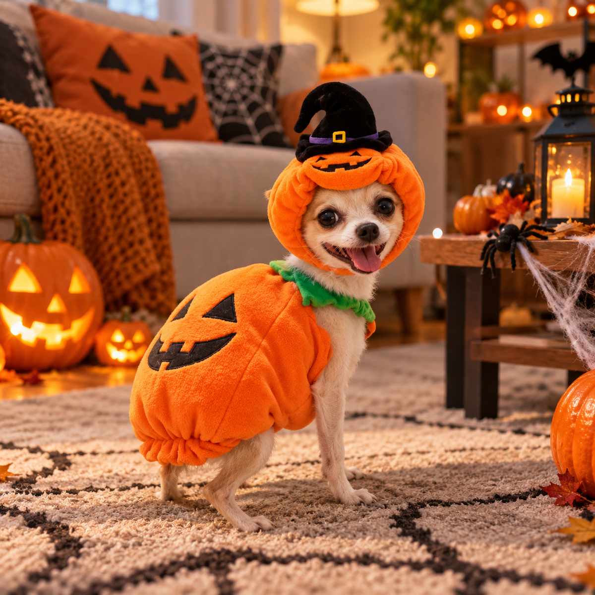 Costume Citrouille Halloween pour Chien & Chat – Veste + Chapeau