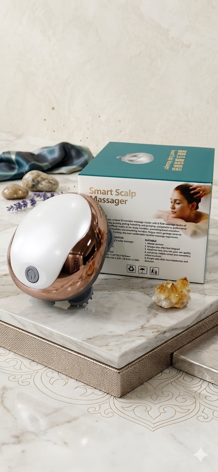 Masseur de Tête Électrique Vibration - Relaxation Cuir Chevelu Circulation Sanguine