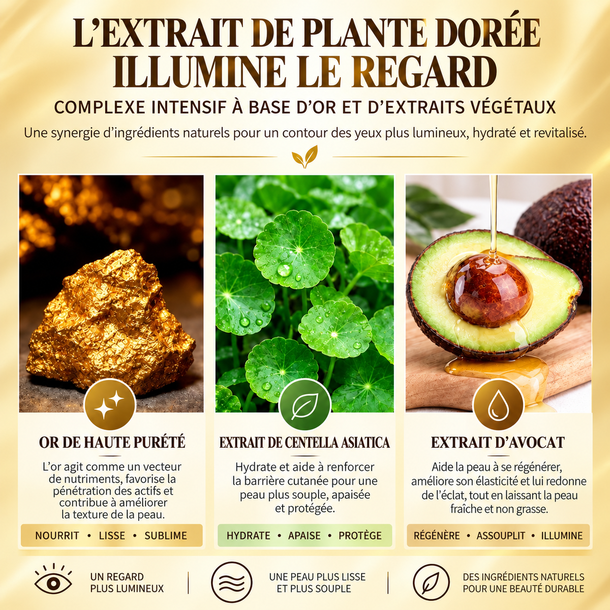 Patchs Contour des Yeux Or & Avocat — Anti-Cernes, Anti-Poches & Anti-Rides