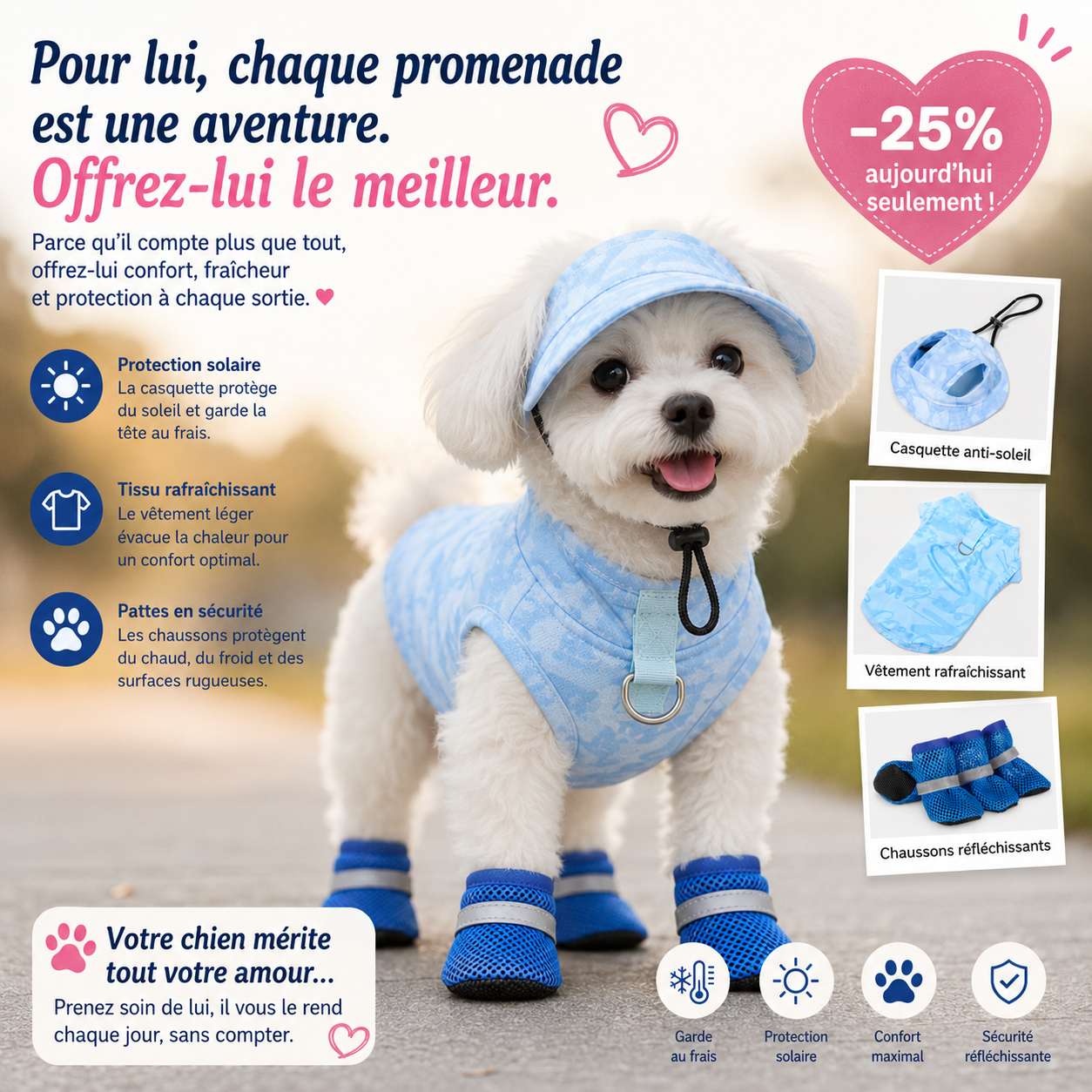 Chapeau d'Été pour Chien & Chat | Casquette Réglable Anti-UV avec Trous d'Oreille