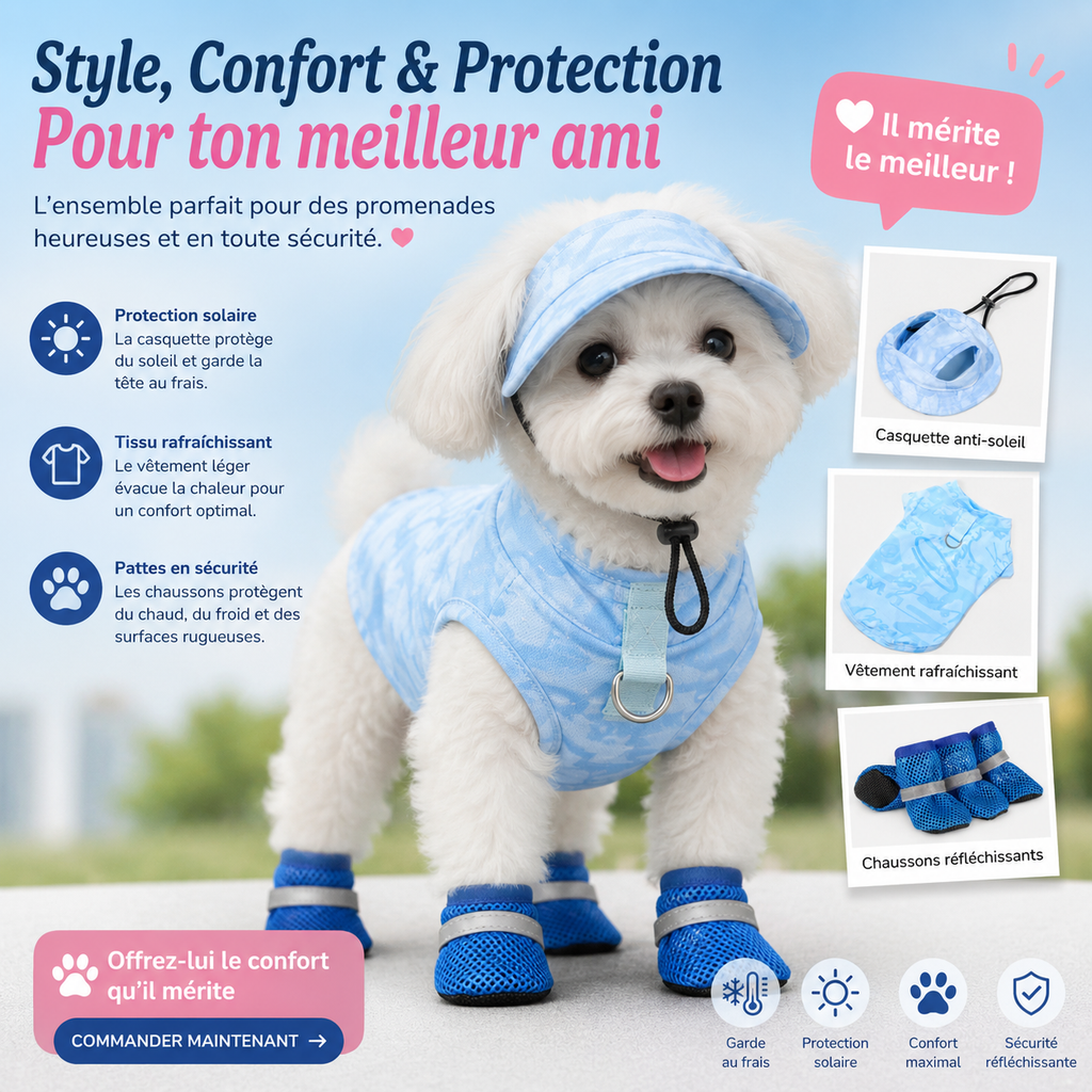 Bottes Rafraîchissantes pour Chien — Promenades Nocturnes & Protection des Pattes